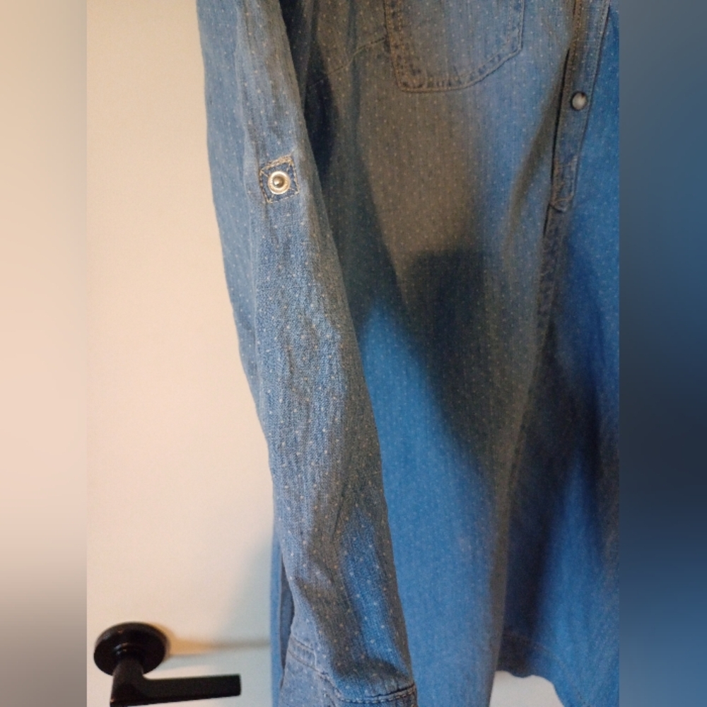 Sonoma Chambray Cotton Shirt Dress with Belt Size Medium - Picture 10 of 15